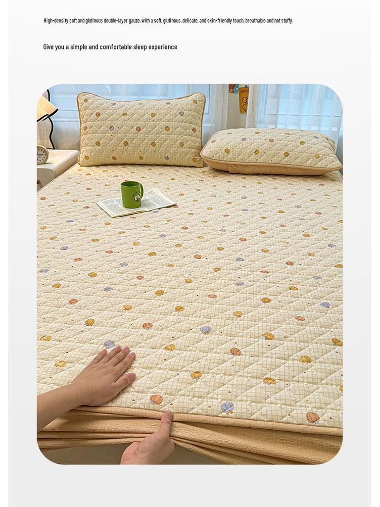 Retro Crinkle Cotton Quilted Fitted Sheet Set - 3 Piece 2025 Edition