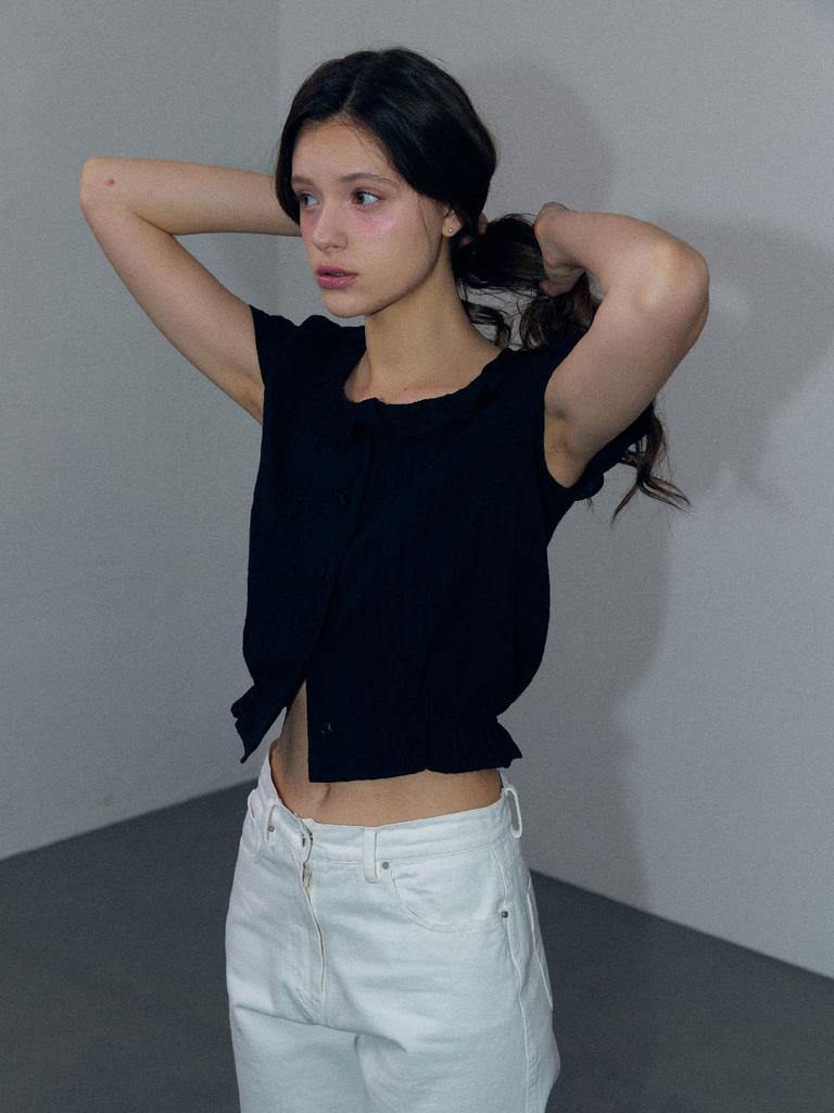 Obeutte Claire Ruffle Blouse_Black