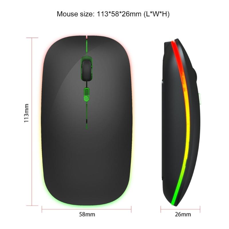 Wireless Gaming Mouse Rechargeable Quiet RGB Optical Computer Mice USB Receiver