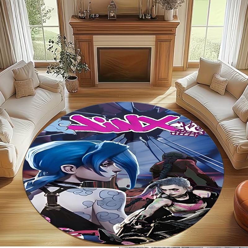 Jinx Print Round Rug, Washable Floor Carpet, For Entryway Dorm Laundry Room Office Study, Home Decor Birthday Christmas Gift