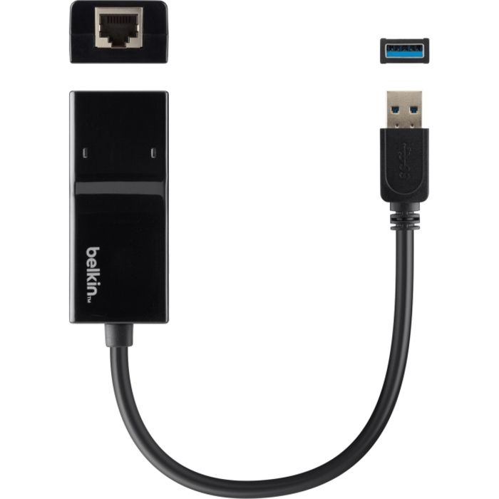 Adaptateur réseau usb 3.0 - belkin - gigabit ethernet - superspeed - noir - 10/100/1000mbps
