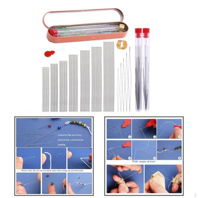 Conjunto de agulhas de miçangas para fazer joias, pulseiras de contas de fio longo e reto