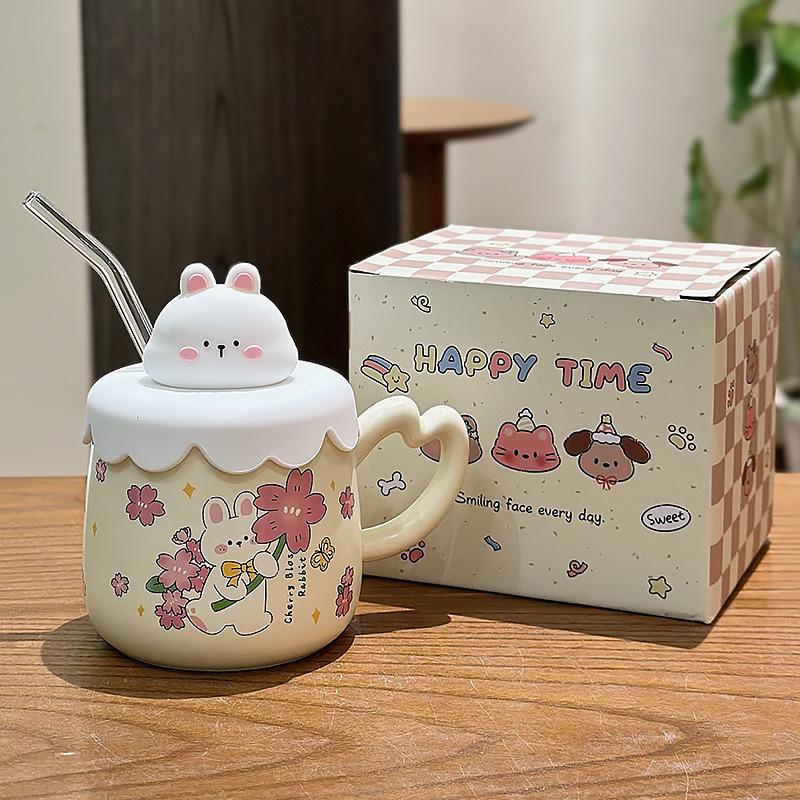 

Милая кружка с соломинкой и крышкой, чашка для чая, пивные кружки, кофейные чашки, оригинальные чашки для завтрака, посуда для напитков, персонализированный подарок, Рождество, смешной 390ML