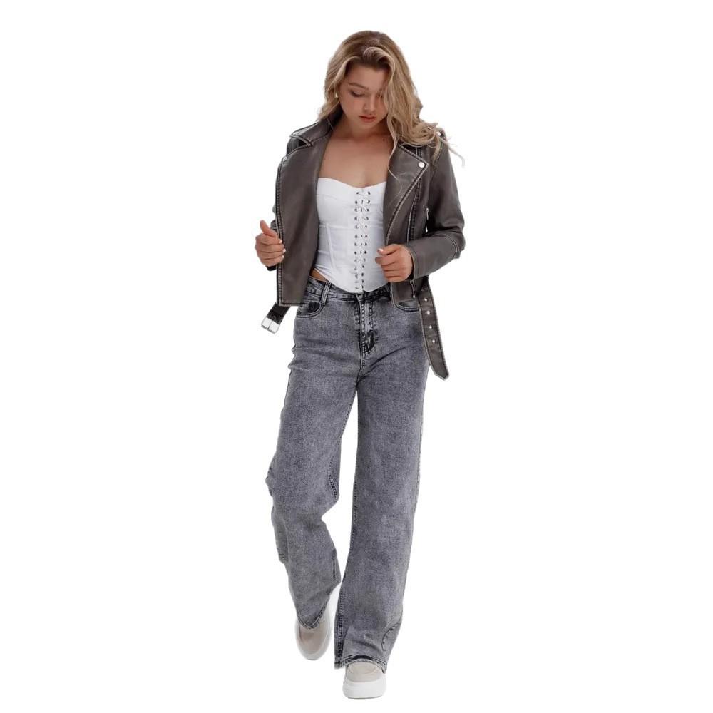 Women's Casual Fashion High Waist Straight Floor-length Jeans
