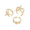 3pcs Bague Empilable Élégante Plage Étoile de Mer Coquillage Bague Ouverte Fer Or Diamant d'Eau Or Vêtements Quotidien Accessoires de Fête