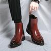 Fashion The Four Seasons Men Ankle Boots Black Red Business Fashion Short Boots Formal Men Walking Chelsea Boots Sizes 38-47 Men Boot
