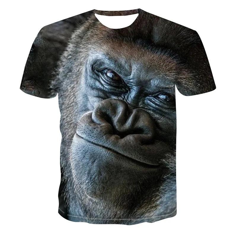 Summer Fun Gorilla Monkey T-Shirt Animal 3D Printing Street Style Men's and Women's Short Sleeve T-Shirt