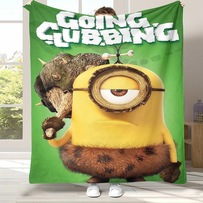 Cute Minions cartoon Flannel Blanket,Ultra Soft Warm Plush Throw for Home Bedroom Bed Sofa Cover Camping Picnic gift kids