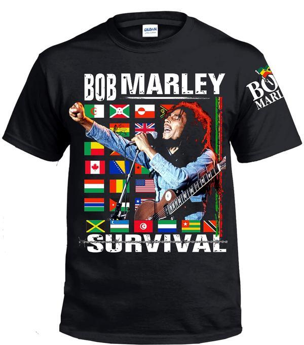 BOB MARLEY SURVIVAL  T-SHIRT, COLOR BLACK, REGGAE, RASTA, TOSH, WAILERS TEE, Unisex T-Shirt XXXXL