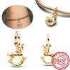 925 Copper Two-tone Stepmom Entwined Hearts Monstera Leaf Glow-in-the-dark Firefly Charm Beads Fit Pantaro Bracelet DIY Zircon