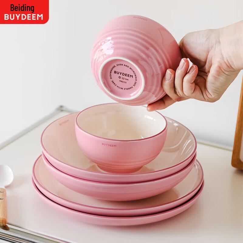 Buydeem Reunion Peach Blossom 6-Piece Ceramic Dinnerware Set