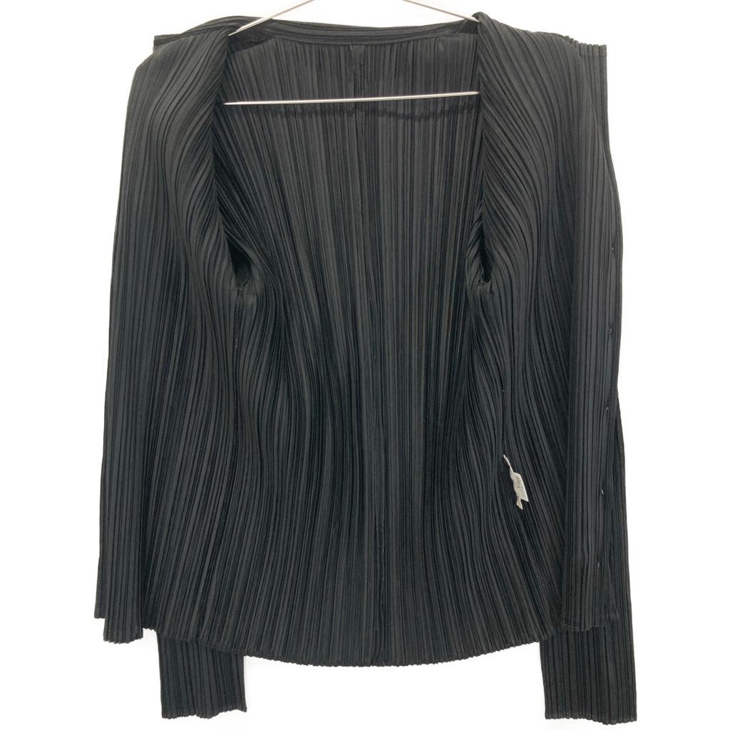 PLEATS PLEASE PP05-JJ001 Black Pleated Open Collar Shirt Tops 3 blackUsed