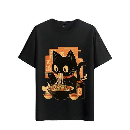Tshirt Muscle 2026 Freaks RaUnisex Anime Style Eating Cat M