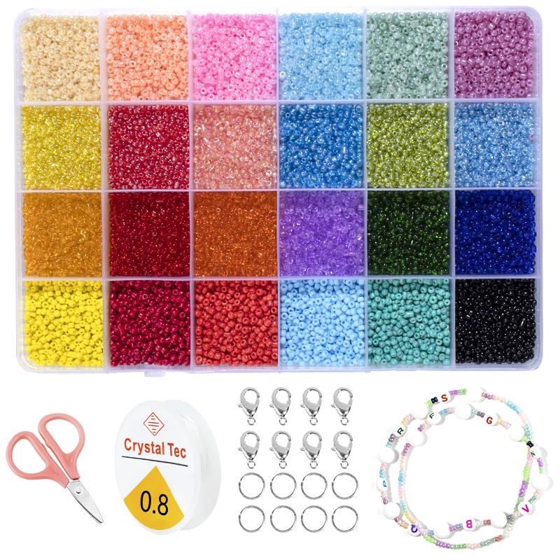 2mm Multicolor Seed Beads Jewelry Making Kit Beads for Bracelets Bead Craft Kit Set, Glass Seed Letter  DIY Art and Craft
