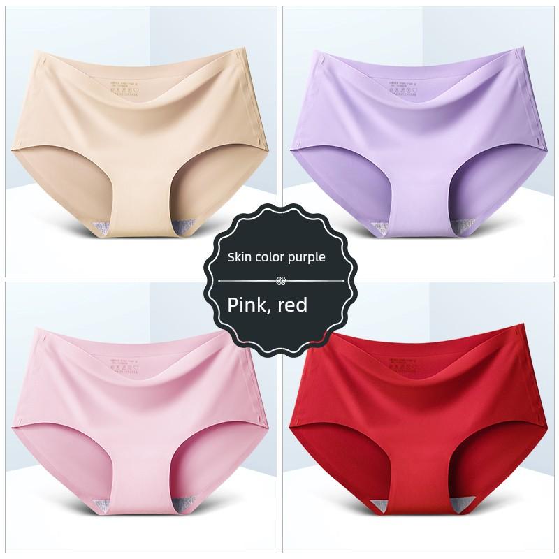 8er-Pack Nahtlose Damen Mid-Waist Einfarbige Dünne Sommer Eis Seide Slips Einteilige Sport-Slips