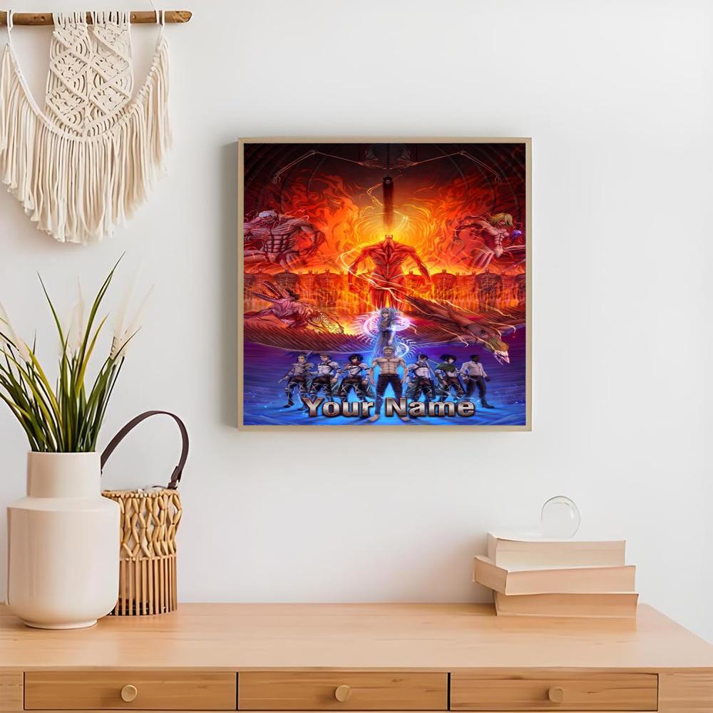 Attack Titan Personalized Name Diamond Paintings Mosaic Wall Round Diamond Art Painting Kits Embroidery Crystal Accessories Frameless