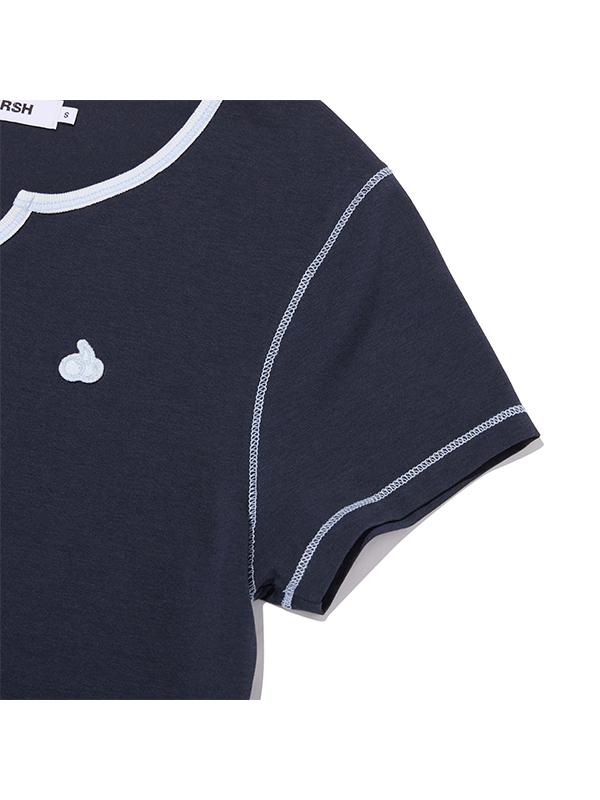 KIRSH Cherry Color Block T-Shirt [Dark Navy]