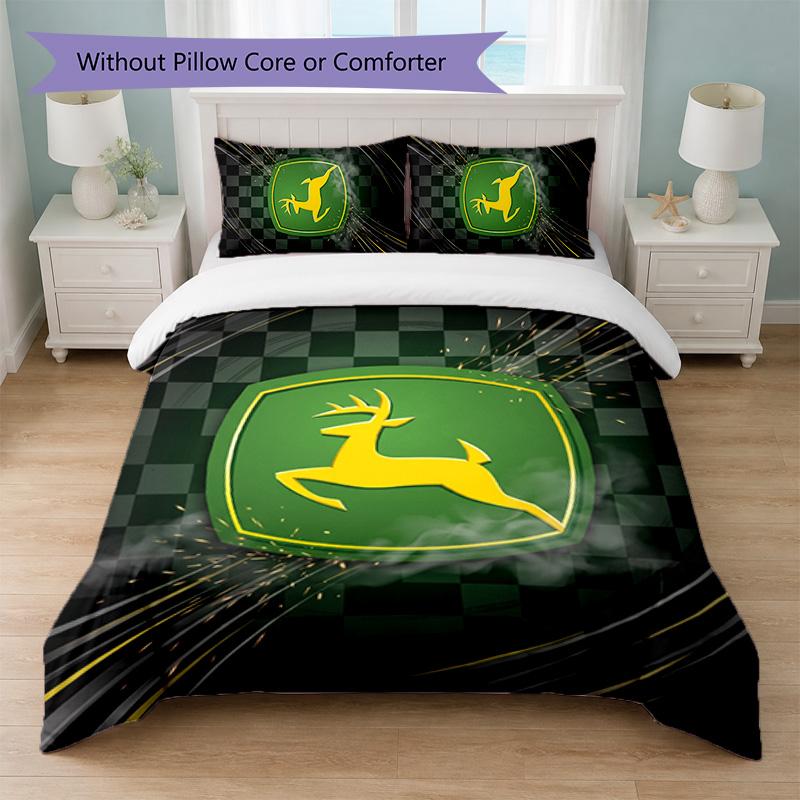John Deere Print 3Pcs Bedding Set Duvet Cover With Two Pillowcases Soft Bed Linen For Household Bedroom