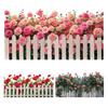 Fence Rose Bush Wall Sticker Removable Waterproof PVC Red Flower Pattern Sticker Home Office Living Room Bedroom Wall Decoration Decal