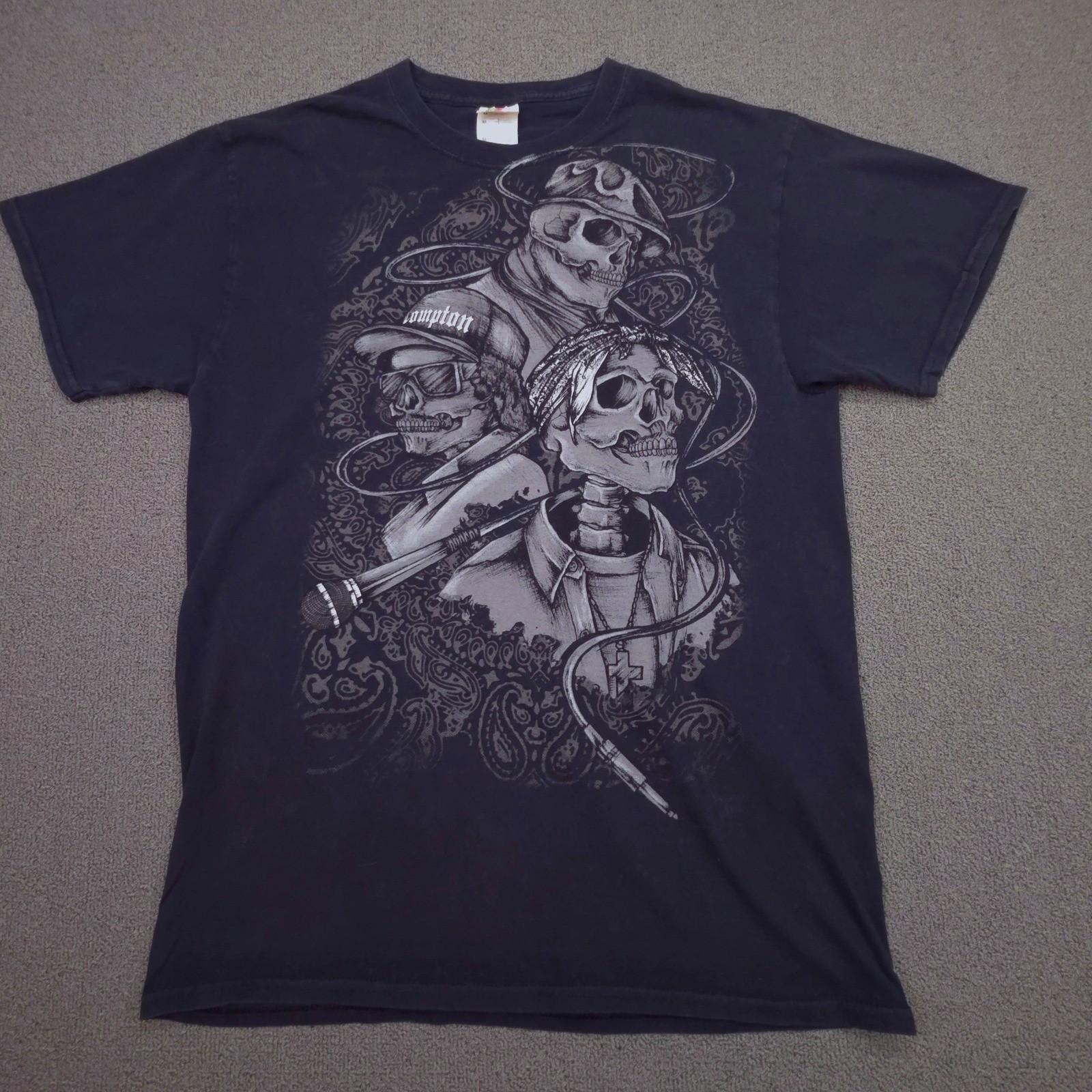 Vintage EAZY-E Tupac & Biggie Smalls Tribute West Coast Rap Skulls Graphic T S