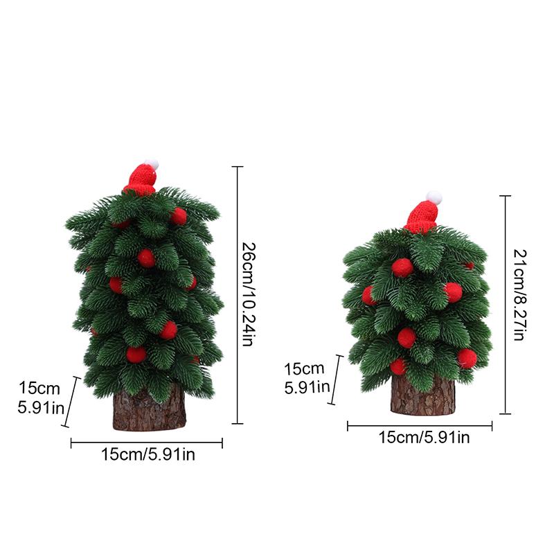 Weihnachts-Mini-Schlafzimmer Simulierte Kiefernadelbaum-Atmosphäre Dekoratives Rotes Haarball-Schreibtischornament Festivaldekoration