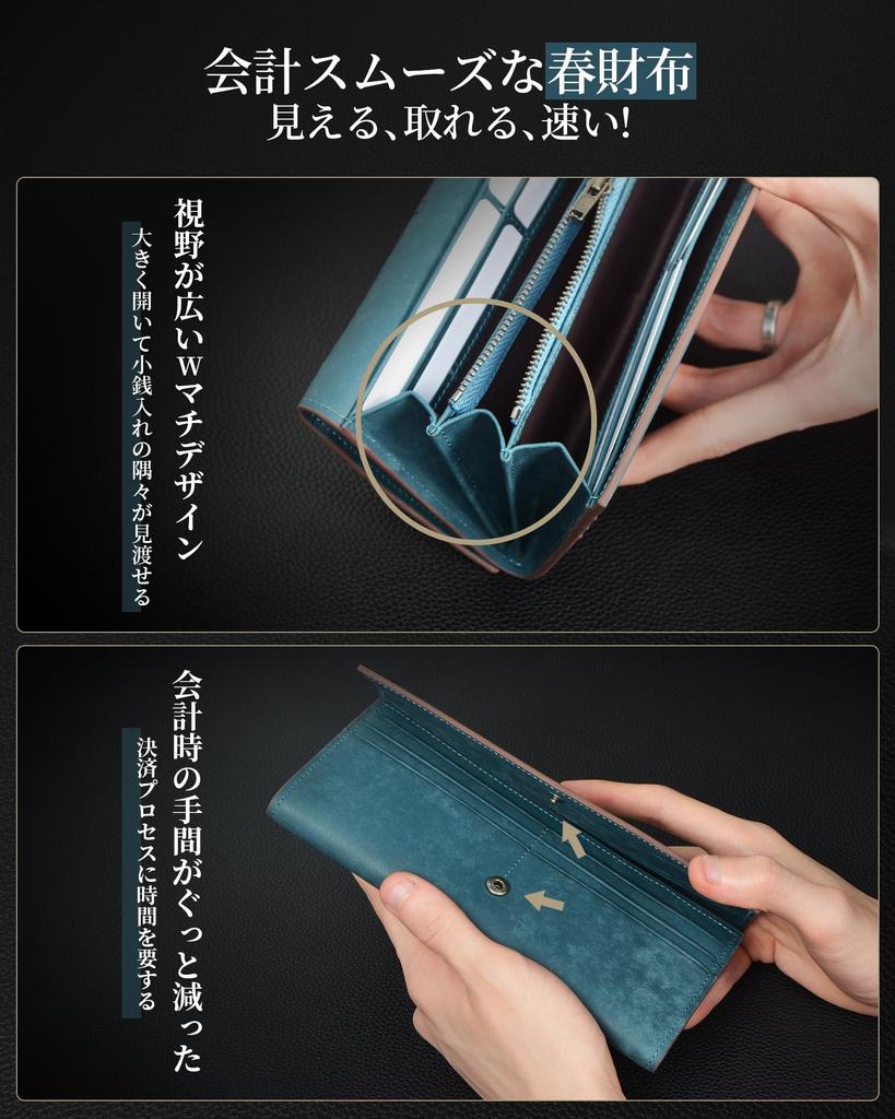 Long Genuine Pueblo Large Holds 18 Flap Small Long Zipper Spring Gift [Kawaoto] Men's Wallet, Leather, Leather, Capacity, Cards, Closure, Wallet,