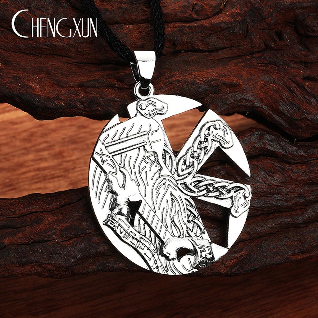 Viking Triple Horn Triskelion Necklace Men Women Multiple Punk Gothic Style Norse Amulet Pendant Slavic Talisman Jewelry for Boy