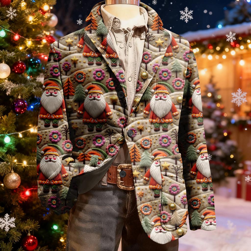 Herren Hässlicher Weihnachten Kord Warmtaschen Anzugjacke Strickjacke Herren Freizeitanzug