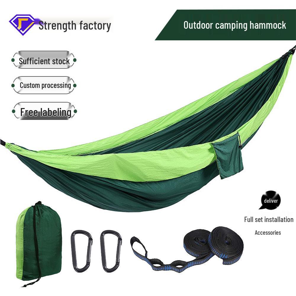 Customized Nylon Parachute Hammock: Single/Double Anti-Rollover Swing Chair for Camping & Indoor/Outdoor Use.