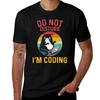Do Not Disturb Im Coding Funny And Cute Cat Tshirt Work Wear Simple Tee Shirt