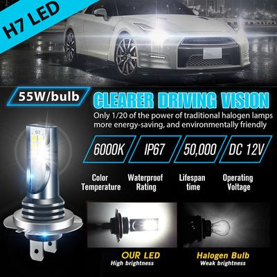 H7 LED Headlight Bulb 30000LM Car Fog Light Bulb 6000K Car High Low Beam IP67 Waterproof Super Bright White for Automobile Parts