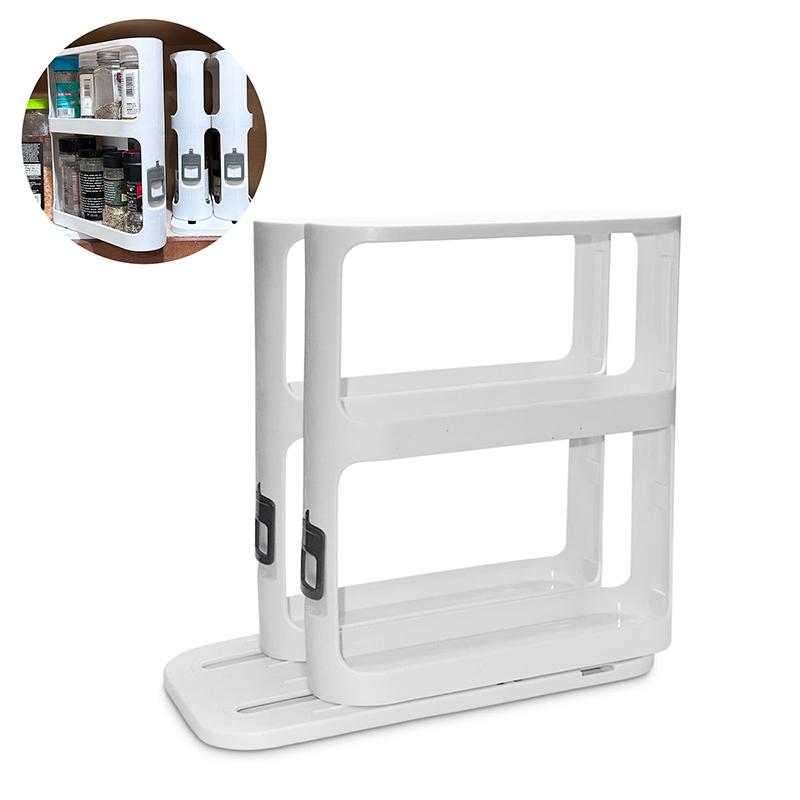 

Премиальный выдвижной органайзер для специй для шкафа, Легкий доступ, Модульная конструкция, Нескользящее основание белый