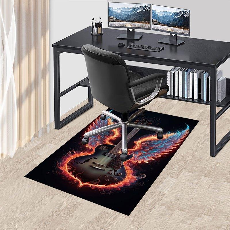 "Angel Wings Electric Guitar - Flame Design"Office Mat Home Decor Office Desk Chair Carpet for office ph83