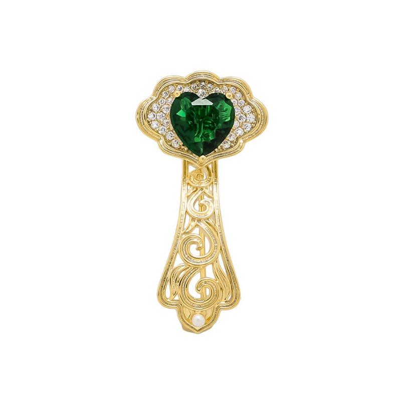 A Satisfying Emerald Crystal Brooch for High-end Women, A Chinese-style Retro Imperial Brooch