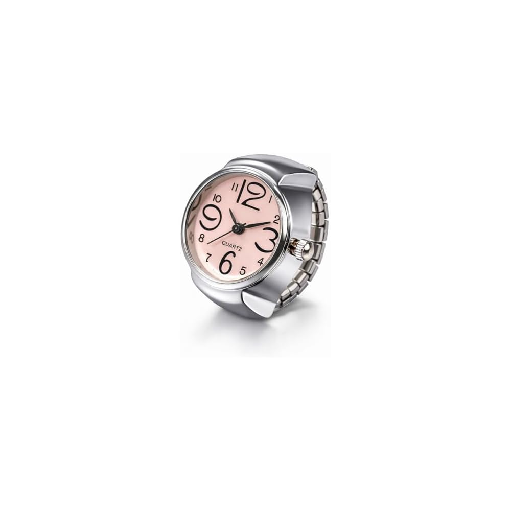 Stainless Steel Analog Quartz Ring Watch Pink Women s Finger Accessory