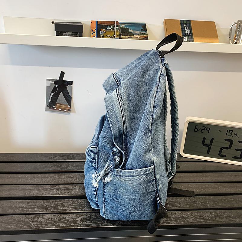 College Style Couple Student Schoolbag Denim Lightweight Backpack