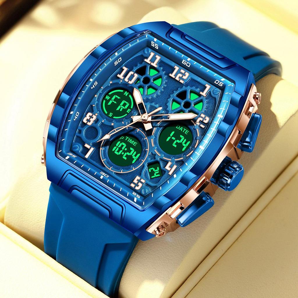 FOXBOX Barrel-Shaped Multifunction Digital Sports Watch with Alarm & Waterproof Features