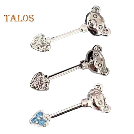 1 PC Boucles d'oreilles à clous Ours de dessin animé et forme de cœur Zircone cubique brillante Boucles d'oreilles pour cartilage pour les soirées en club Anneau de nez sans pas de vis