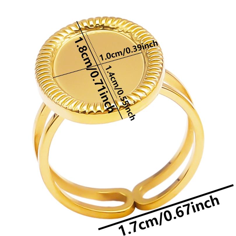 Fashion DIY Drip Oil Rhinestone Round Oval Water Droplets Blank Settings Open Adjustable Stainless Steel Ring For Women Men Gift