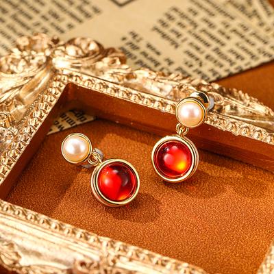 Women's Light Luxury Design Elegant Vintage Imitation Pearl Earrings Fashionable And Versatile Niche Design Earrings