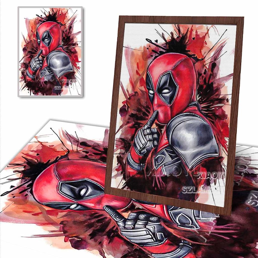 5D DIY Diamond Art Painting Kits for Adults, Deadpool Full Round Crystal Diamond Kits for Beginner for Home Wall Decorate