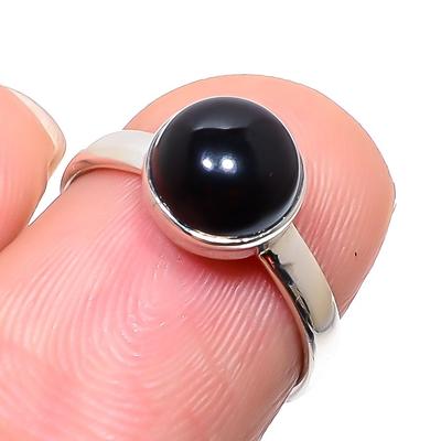 Natural Black Onex Gemstone Handmade 925 Sterling Silver Jewelry Ring S.6 W5a12