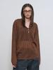 GENERALIDEA See-Through Henley Neck Pullover [Brown] / Gf1Lkp514