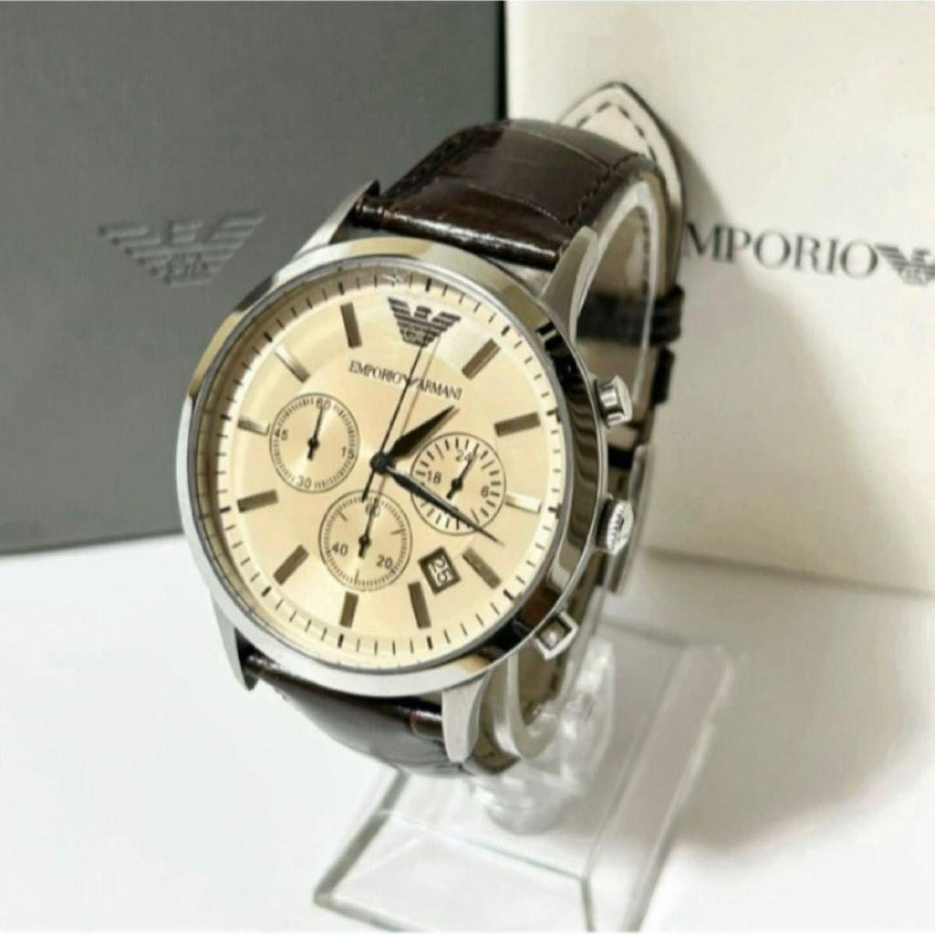 Used EMPORIO ARMANI Armani men's watch AR-2433 QZ chronograph operation confirmed