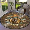 African Tribal Mandala Round Area Rug,Carpet Rug for Living Room Bedroom Sofa Playroom Decor,Non-slip Floor Mat Q0006