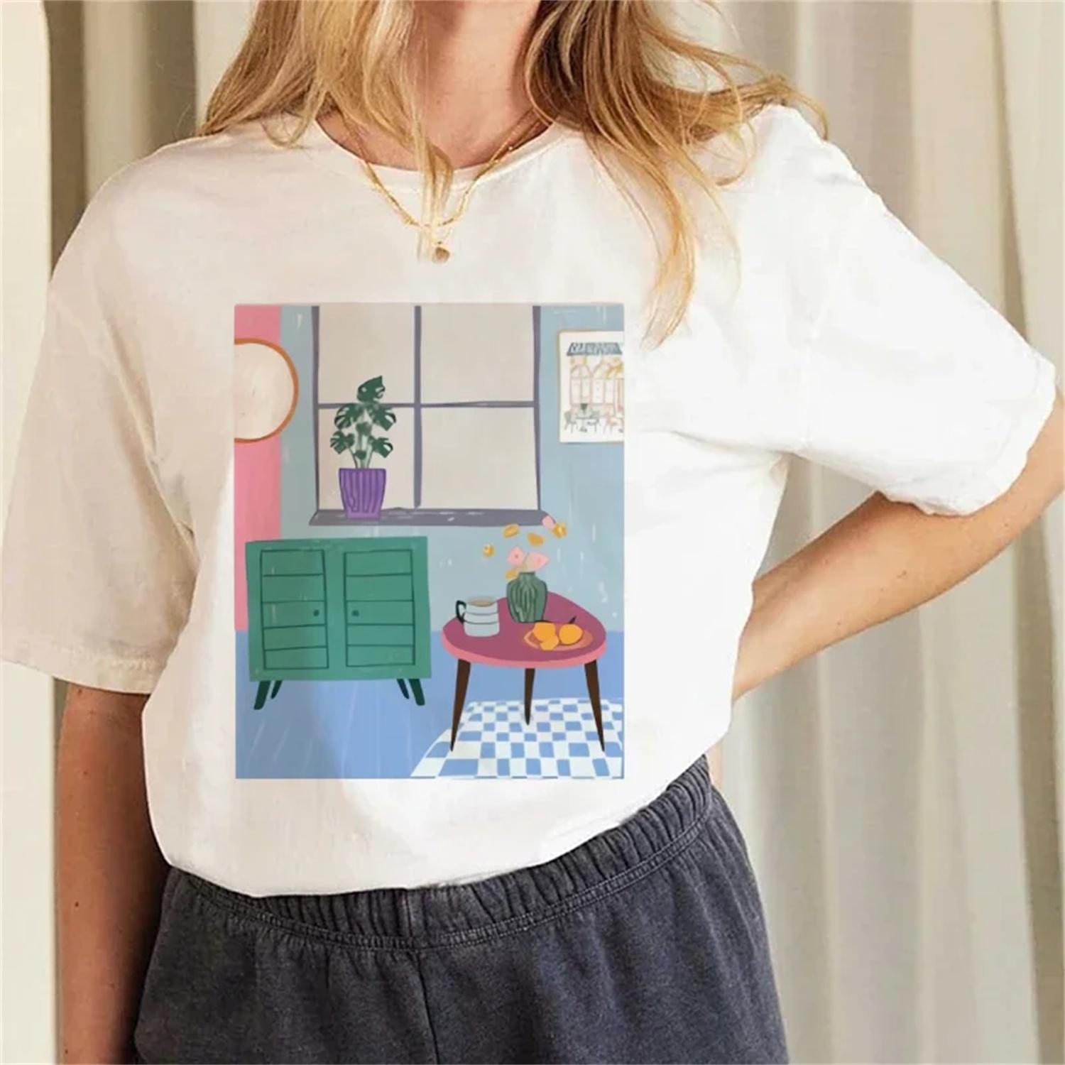 Casual Style Round Neck Kawaii Cartoon Harajuku 90s Printed Women s Regular T-Shirt Short Sleeved Regular Summer Women s T-Shirt S