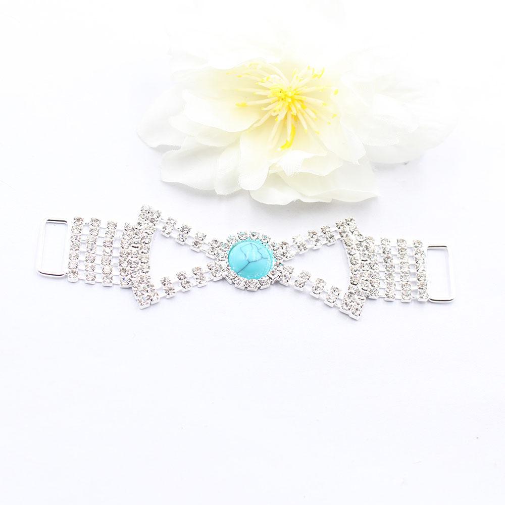 4-piece Set of 15 * 100mm Shiny Butterfly Shaped Rhinestone Turquoise Bikini Chain DIY Wedding Decoration Chain Accessories