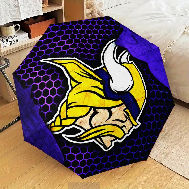 Minnesota Vikings Artwork Umbrella Folding Umbrella, Automatic Umbrella 8-Frame for Travel, Camping Use Gift for Halloween Christmas