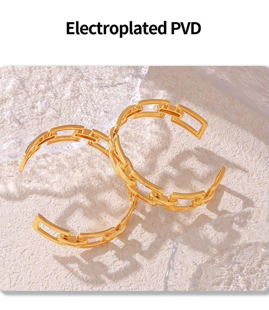 18k Gold-Plated Geometric Hollow Chain Open Bracelet