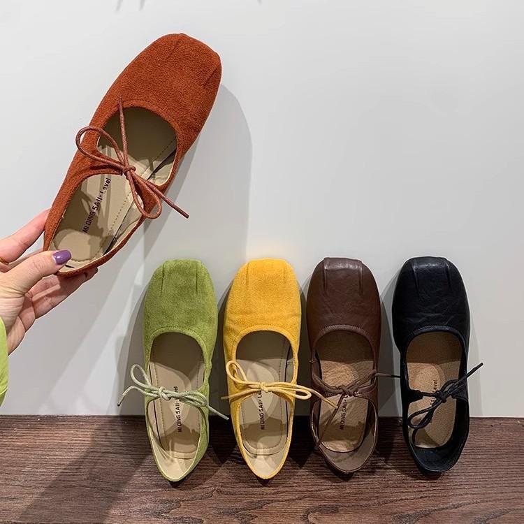 French suede flat-soled small red single shoes women's shoes 2025 spring and summer gentle Mary Jane ballet evening shoes